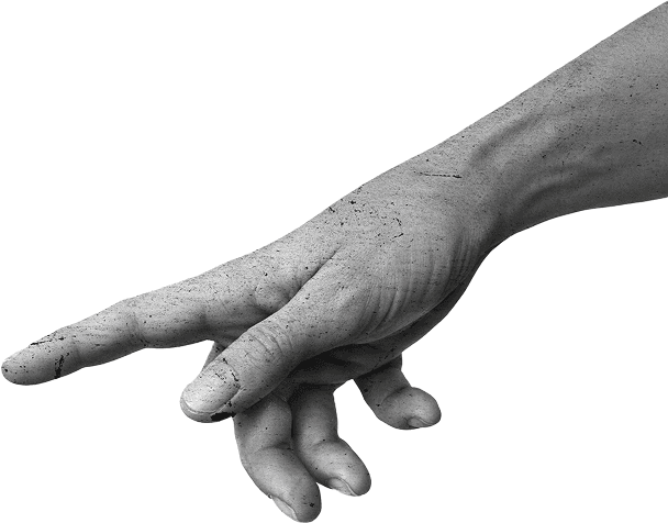 A human hand with the index finger extended