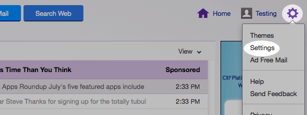 Click Setting in Yahoo